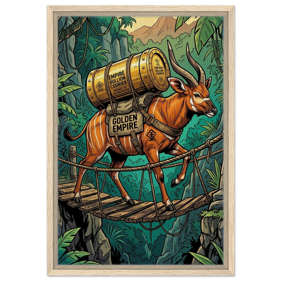 Bongo Antelope Bullion Courier | Framed Canvas 40×60 cm (16×24 in) – Portrait — Framed Canvas Wall Art — product image 2