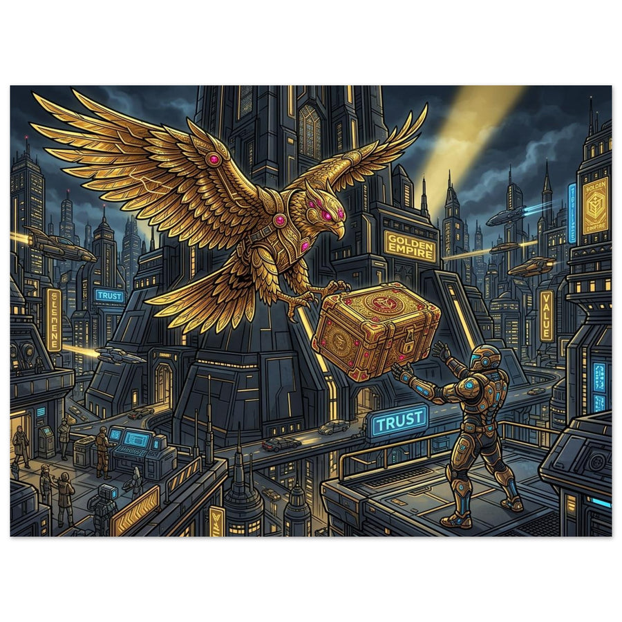 Golden Falcon High-Value Courier | Foam 60×80 cm (24×32 in) – Landscape — Foam Wall Art — product image 1