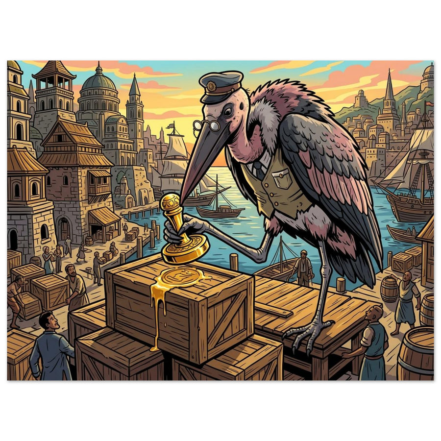 Marabou Stork Port Treasury Inspector | Foam 60×80 cm (24×32 in) – Landscape — product image 1