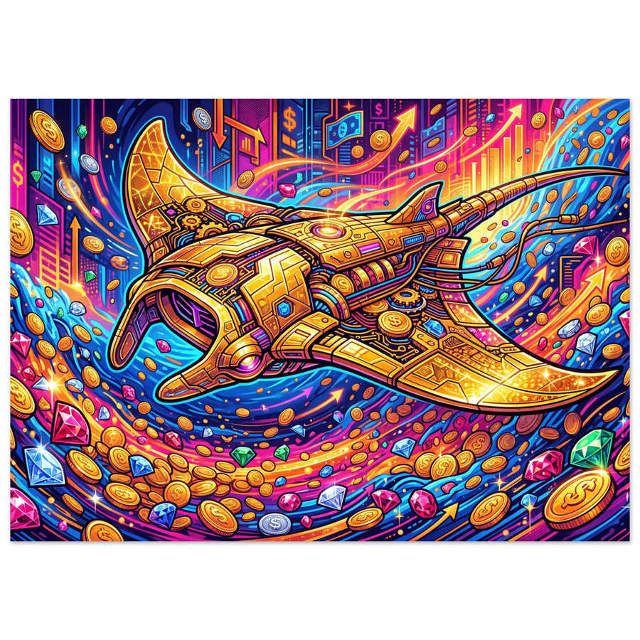 Golden Manta Exchange | Aluminium 50×70 cm (20×28 in) – Landscape — product image 1